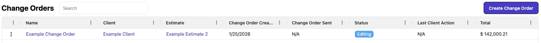 View Created Change Order