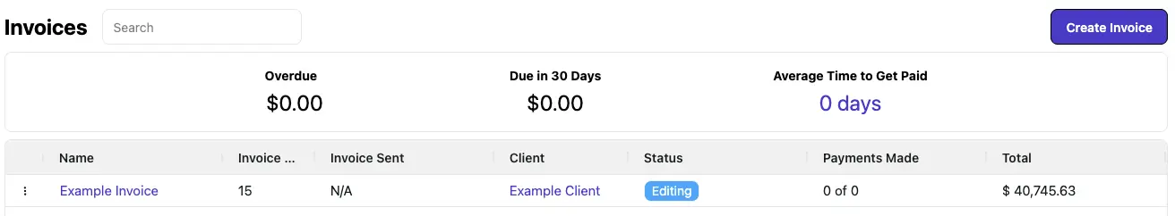 Select Invoice to Send