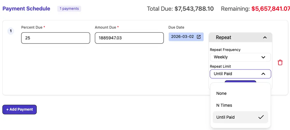 Choose Recurring Option