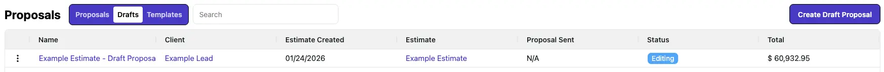 Select Proposal to Send as Draft