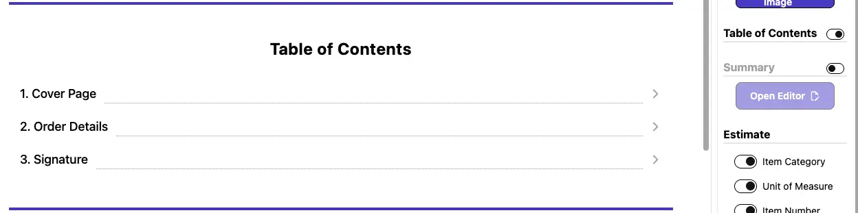 Enable or Disable Table of Contents