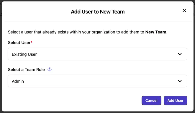 Add an Existing User to your Team